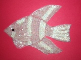 Fish 5" Sequin Beaded Applique White K8258
