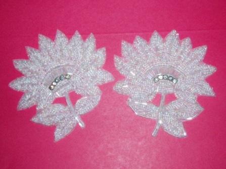 K8273  Crystal AB Floral Beaded Appliques 3.5"