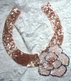 K8398 Mauve Pink  Collar Sequin Beaded Applique 11"