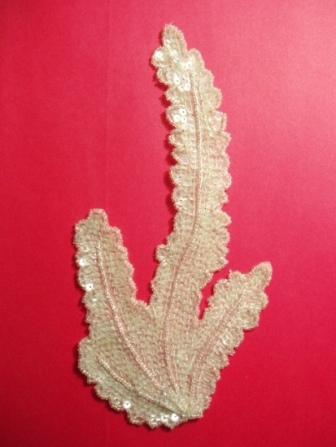 K8621 Crystal AB Seaweed  Sequin Beaded Applique 8.5"-embellishment,sewing,clothing,sequin,beaded,bead,sequins,applique,motif,floral,flower,designer,seaweed,crystal,ab,black 