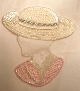 K8632  Pink Lady 7" Sequin Beaded Applique  K8632