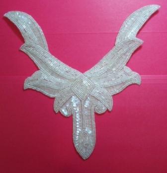 K8635  Crystal AB Collar Sequin Beaded Applique 9.5"