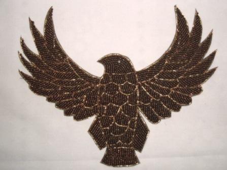 K8754  BronzeThunderbird Eagle Beaded Applique 8.5"