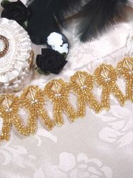 T8868  Gold Pearl Beaded Trim 1.75"