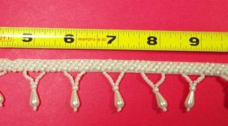 T8870 White Pearl Bridal Beaded Fringe Sewing Trim-white,bridal,fringe,trim,embellishment,sewing,clothing,sequin,beaded,bead,applique,motif,