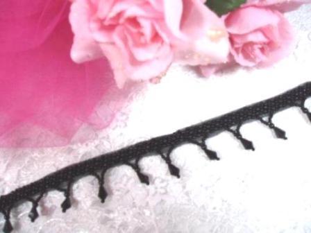 T8870 Black Beaded Fringe Sewing Trim-black,fringe,trim,embellishment,sewing,clothing,sequin,beaded,bead,applique,motif,