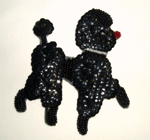 K8887 Sm Black Poodle 4" Sequin Beaded Applique