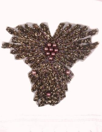 K8917  Bronze AB Beaded Applique-bronze,ab,bead,beaded,beads,applique