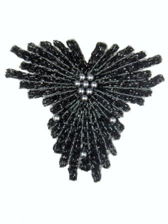 K8917  Gunmetal Beaded Applique-gunmetal,bead,beaded,beads,applique