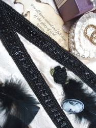 RMT9034  Black Beaded Trim 21"
