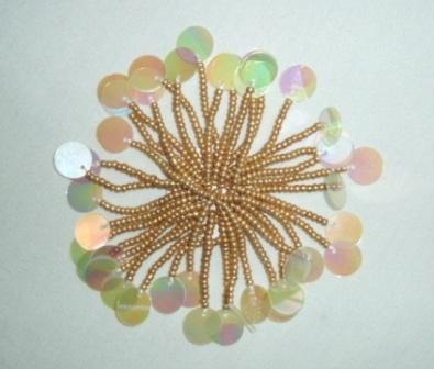 K9259  Unique Designer Sequin Applique 3.25"-embellishment,sewing,sequin,beaded,bead,sequins,applique,motif,designer,dangle 