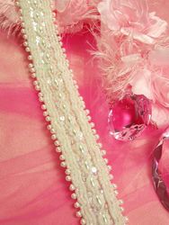 T9267 White Sequin Beaded Trim 1.25"