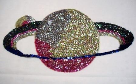 K9291  Saturn Planet  14" Sequin Beaded Applique