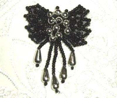 HB6300  Black Silver Beaded Sequin Hair bow-hair,bow,hair,bow,lavender,beaded,sequin