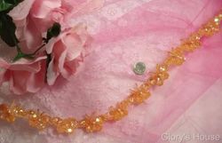 T9516  Peach Butterfly Sequin Beaded Applique or Trim-peach,embellishment,sequin,beaded,beads,applique,butterfly,trim,silver