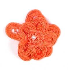 E5552 Coral Double Floral Bouquet Applique 2.5"