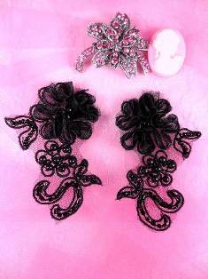A0269 Black Beaded Applique 3"