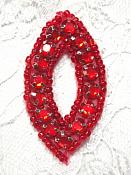A0474B  Red Rhinestone Jewel Eye Applique 1.25"-applique,red,brown,rhinestone,beaded, 
