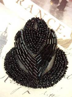 A0501 Black Beaded Designer Applique 2.5"