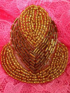 A0501 Bronze Beaded Designer Applique 2.5"