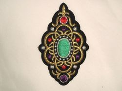 F20  Designer Embroidered Applique 4"-embroidered,designer,embellishment,sewing,clothing,sequin,beaded,bead,sequins,applique,motif,trim,trimmings,sewing,beaded,motif,patch,rose