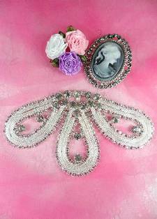 AXR95 Dangling Teardrops become Crowns of Glory Rhinestone Applique 5.75"