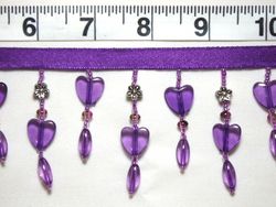 C25 Purple Heart Beaded Fringe Sewing Trim 2"