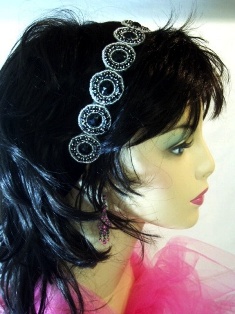 SB0379  Black & Silver Rhinestone Headband