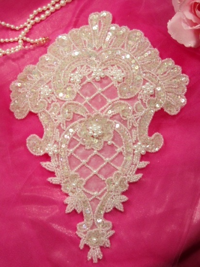 0042  Crystal AB Victorian Elegance Sequin Beaded Applique
