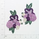 Purple Crochet Floral Mirror Pair 4.5" Appliques E3620