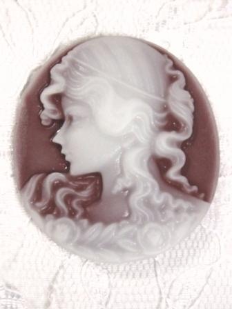CB22  Brown Victorian Cameo Bead 1.5"-bead,embellishment,brown,victorian,cameo