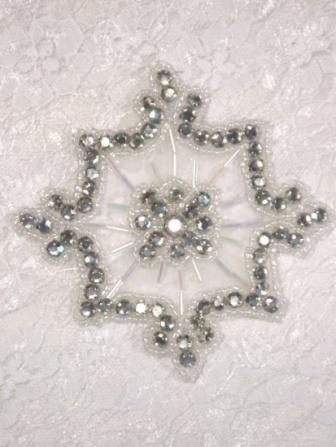0260  Crystal AB Jewel Crystal AB Beaded Rhinestone Applique 4"-crystal,ab,snowflake,jewel,rhinestone,beaded,applique,embellishment
