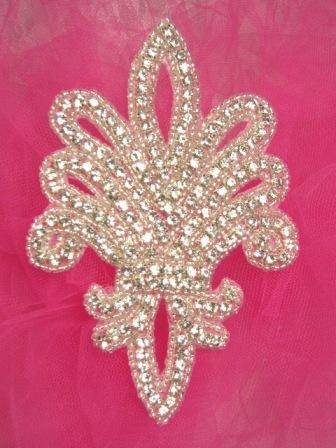 0359  Genuine Rhinestone Beaded Applique 5.25"-crown,rhinestone,embellishment,jewel,victorian,sewing,beaded,bead,appliques,motif