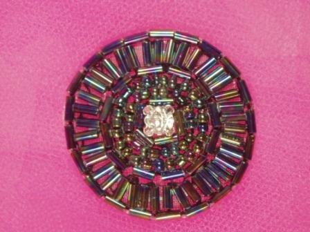0367 Black AB Rhinestone Beaded Applique 1.5"-black,rhinestone,beaded,applique