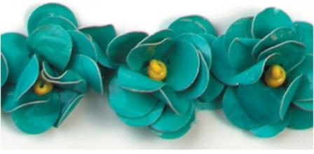 E1590 Flower Beaded Sequin Trim Turquoise-sequin,trim,appliques,flower,turquoise,beaded, 