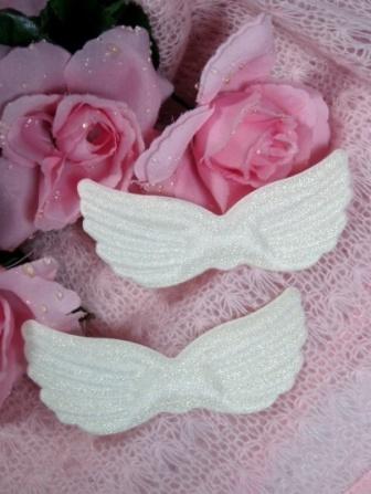 D7  Set of 2 Antique White Angel Wings 4"-Set,of,2,antique,white,angel,wings