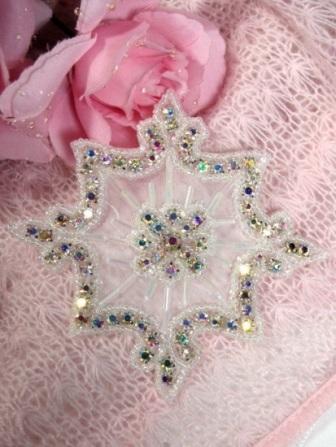 0260  Crystal Genuine Rhinestone Beaded Applique 4"-Crystal,with,crystal,ab,genuine,rhinestone,beaded,applique