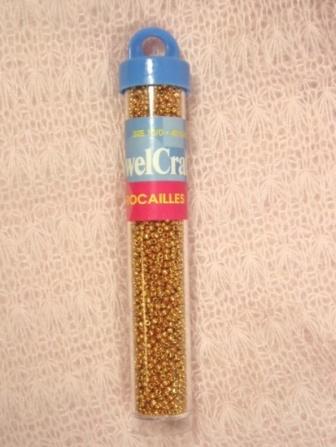D9  Tube of Gold Seed Beads 40 Grams-tube,of,gold,seed,beads,40,grams,size,10/0