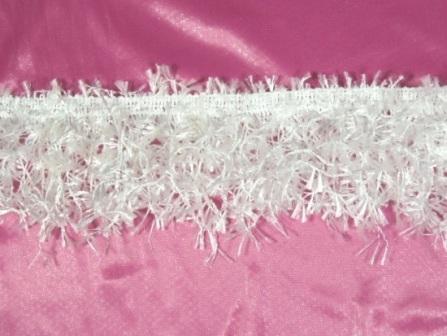 E2585  White Hairy Gimp Fringe Sewing Trim-white,hairy,gimp,fringe,sew,sewing,trim,trimming