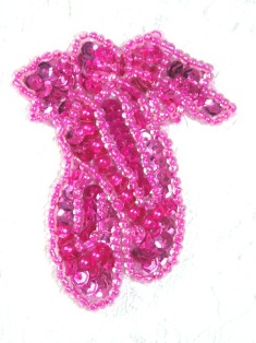 E1203 XS Fuchsia Ballet Slippers Sequin Beaded Applique 2.25"