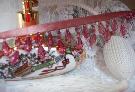 E1670 Mauve Teardrop Beaded Fringe Sewing Trim 1"-mauve,teardrop,fringe,embellishment,beaded,beads,applique,trim,motif,
