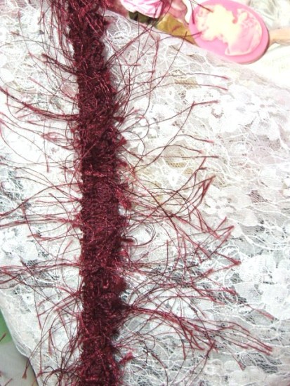 E1785  Burgundy Eyelash Gimp Fringe Trim