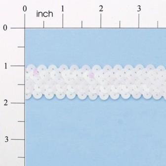 E4412   White AB Sequin Stretch 2 Row Sewing Trim 1"