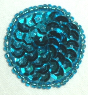 EB4 Dot/Bubble Turquoise Sequin Beaded Applique 1"-stork,flying,sequin,beaded,applique,dot,bubble,turquoise