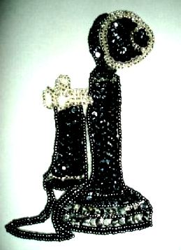 EB5  Telephone Sequin Beaded Applique 5"
