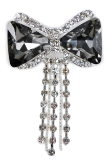 EFA207 Smoke Victorian Bow Rhinestone Brooch