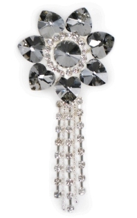 EFA211 Smoke Victorian Flower Rhinestone Brooch