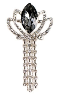 EFA212 Smoke Victorian Crown Rhinestone Brooch