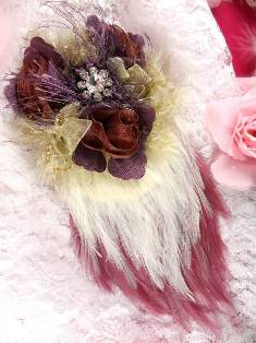 FB56 Mauve Plum Floral Rhinestone Feather