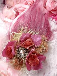 FB56 Rose & Plum Floral Rhinestone Feather